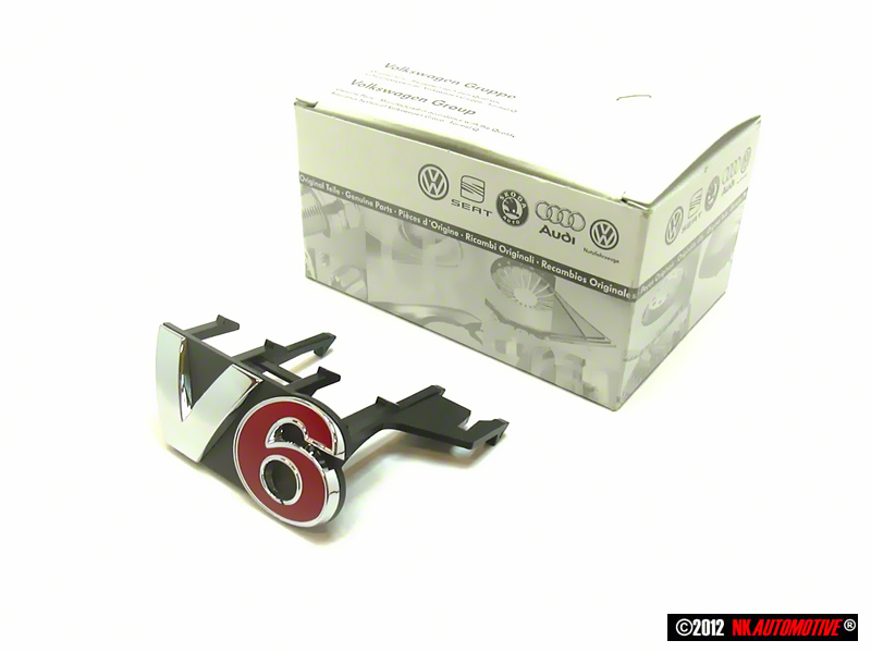 GENUINE VW V6 Front Grill Badge Emblem Chrome Red 1J6853679E GQF £19.